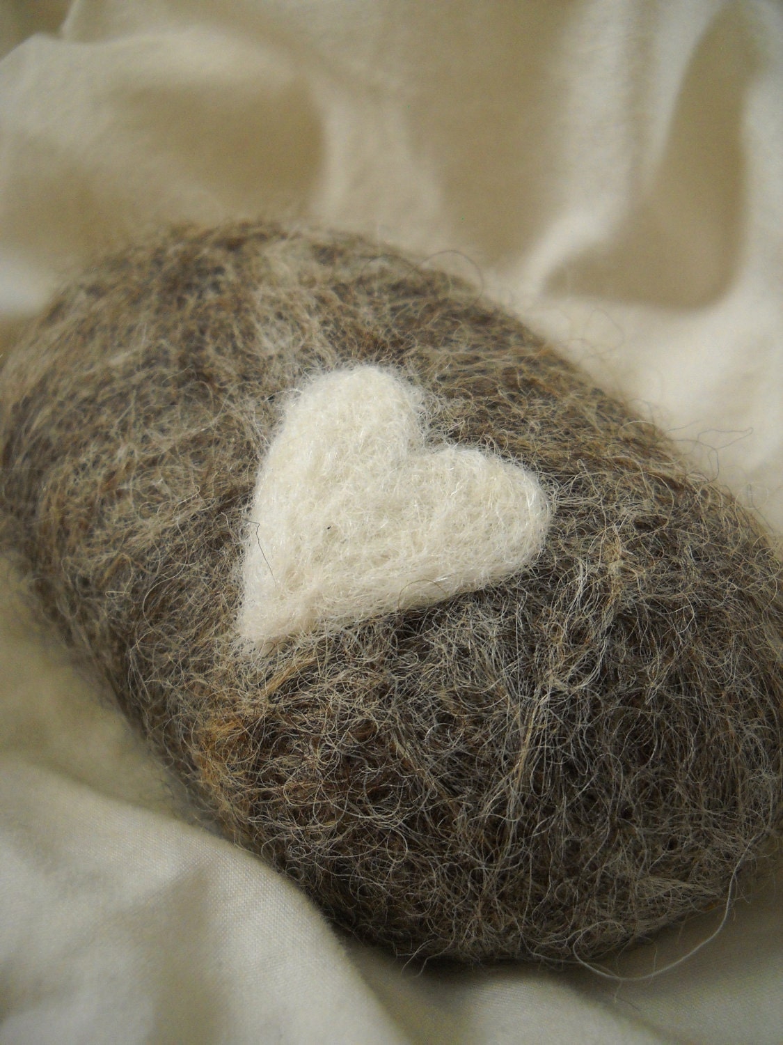 Gray Heart Hand Felted Soap - Cranberry Glycerin