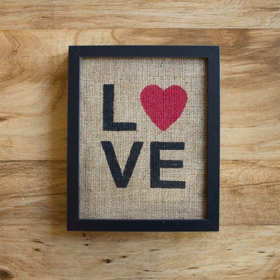 Lax to YVR burlap love wall decor sign, typography
