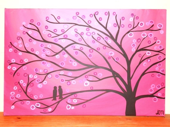 Custom Two Birds in a Tree Painting for Valentine's Day