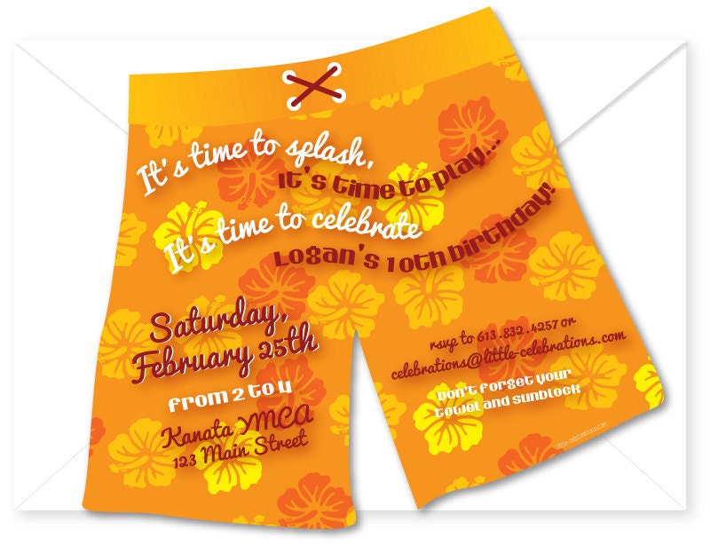 Boy's Pool Birthday Party Invitation