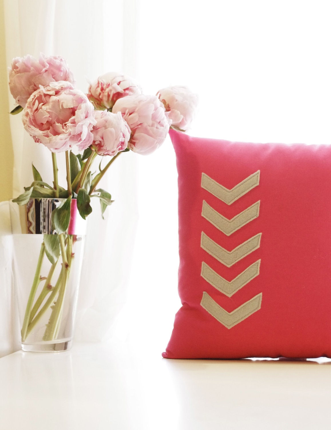  Pillow Hot Pink and Grey Decorative Pillow Great for Wedding Decor