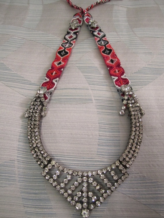 RESERVED Vintage Rhinestone Friendship Necklace- "Winter Berry Fizz"