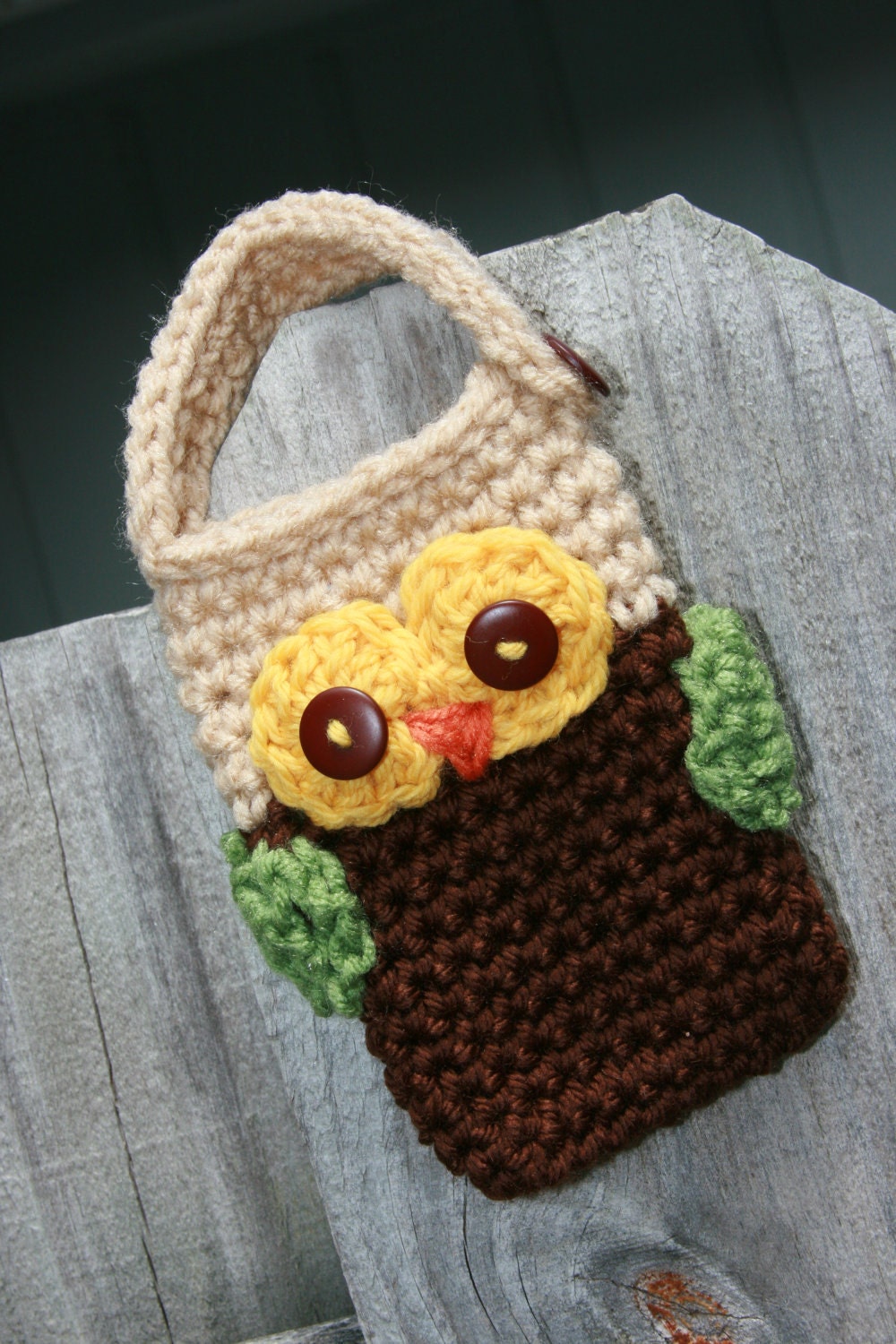 Owl Cell phone camera crochet holder case cozy cover Custom You choose the colors