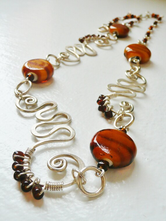 Hammered Silver Caramel Necklace