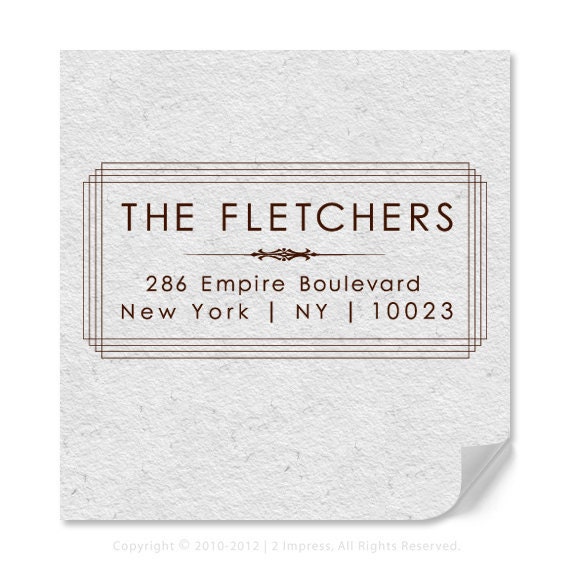 Personalized Address Rubber Stamp Art Deco Inspired Style From 2impress