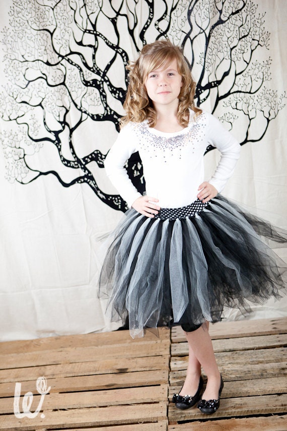 Formal Black and Silver Tutu 2635 waist LONG preteen teen or adult