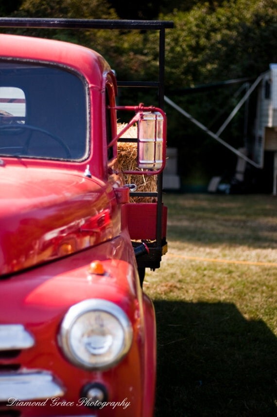 Cherry Red Classic Pickup Truck Archival Photograph Print Free Shipping