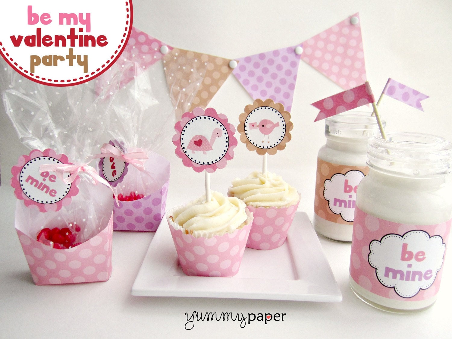 Pink Be My Valentine Printable Party Package - Valentine's Day DIY Party