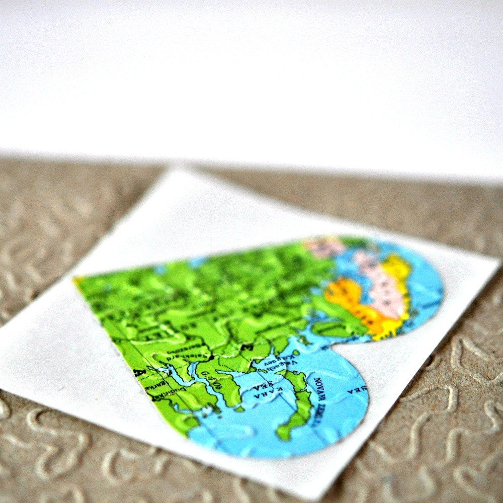 20% SALE Vintage Map LOVE Gift Card Blue Atlantic Ocean