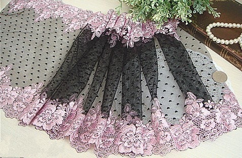 Pink Floral Lace Bilateral Embroidered Lace Rosette Wedding Dress DIY