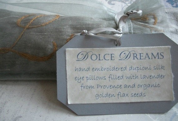 Valentines Gift of Love  Lavender and Flaxseed Eye Pillow Hand Embroidered by Dolce Dreams