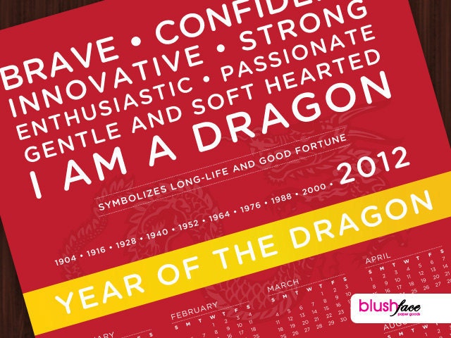 2012 Wall Calendar - I am a Dragon - Year of the Dragon 2012