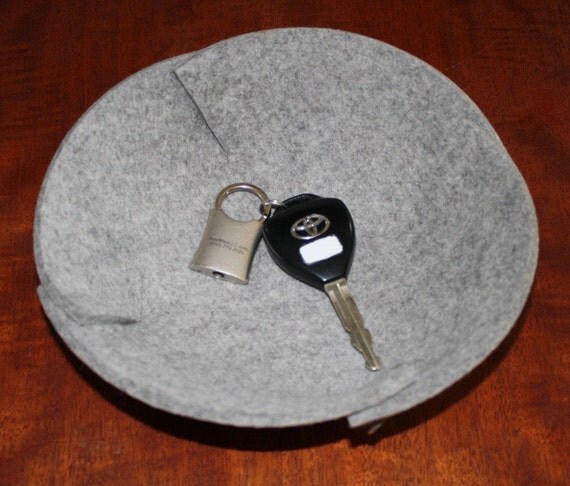 Small Felt Bowl/Catchall in 5mm Thick Virgin Merino Wool Felt- Granite