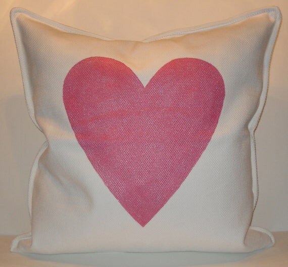 New 20x20 inch Designer Handmade Pillow Case with hand painted pink sparkle heart