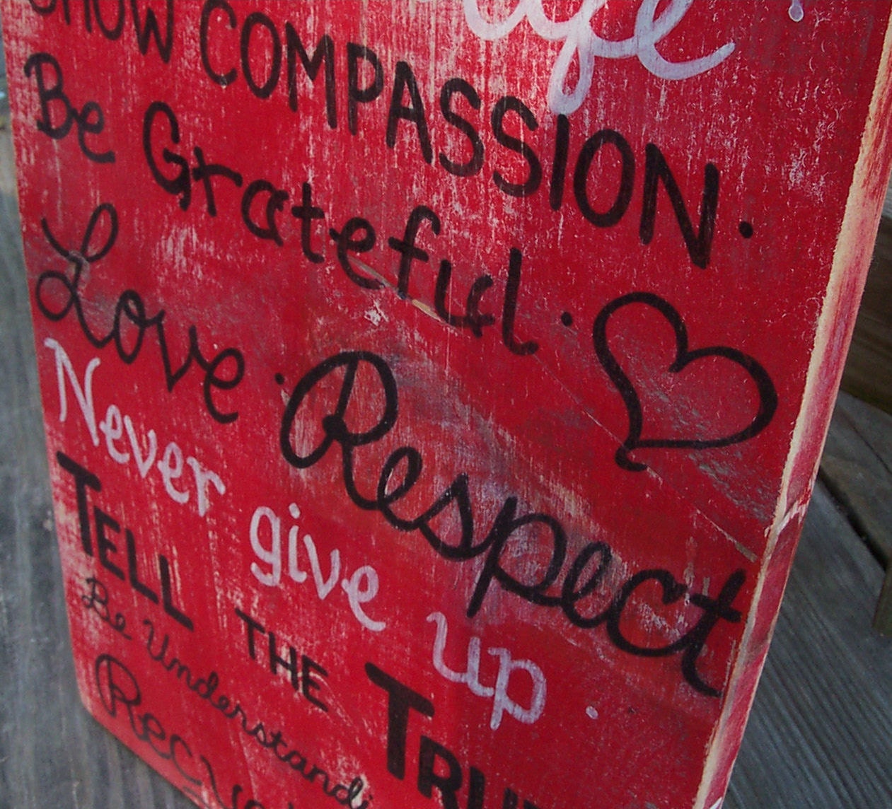 Family Rules SIGN Subway Custom Distressed primitive red Handmade Hand-painted Wooden 12x36 WHAGN