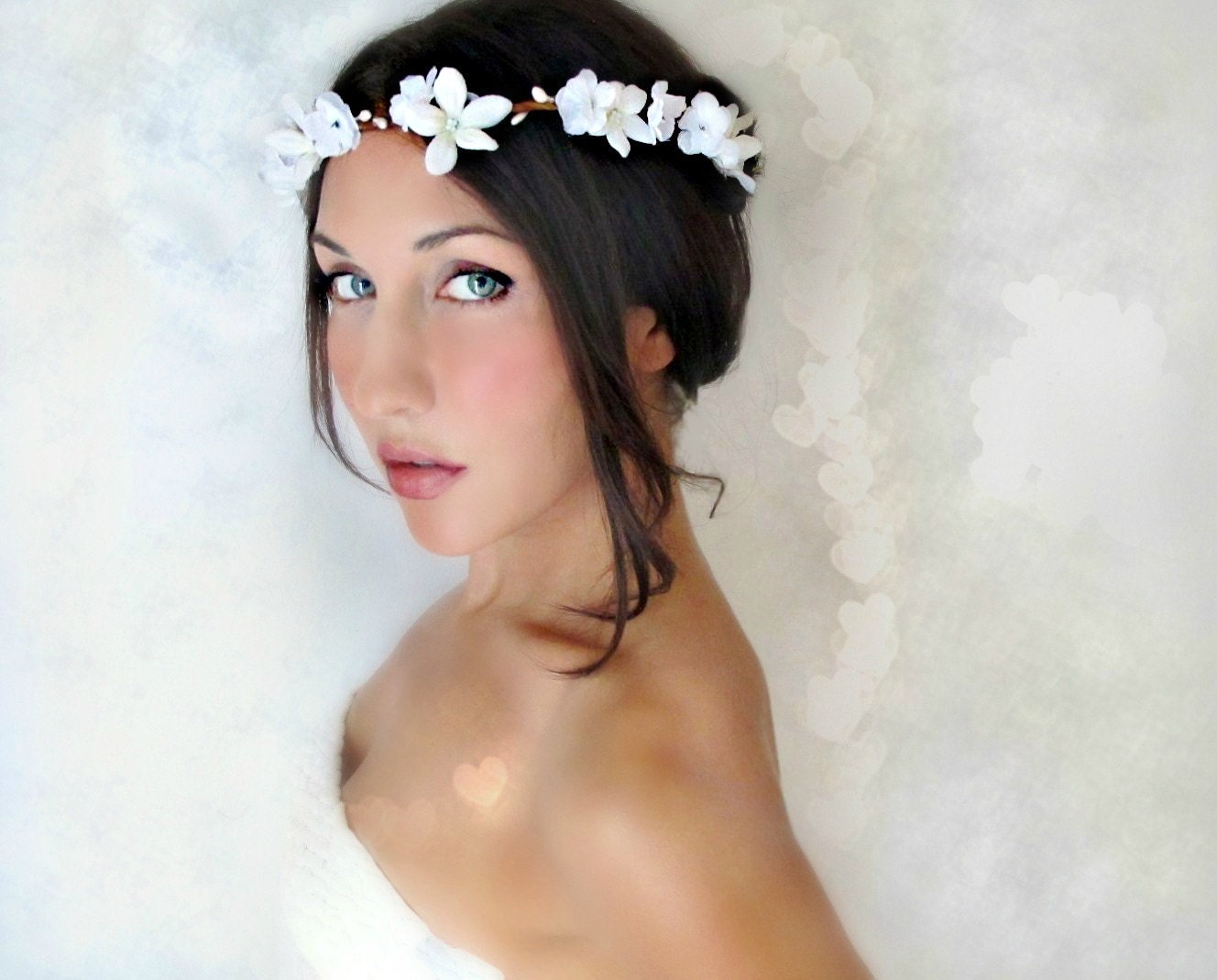 White flower crown fairy wedding head wreath WHIMSICAL FAIRY Floral 