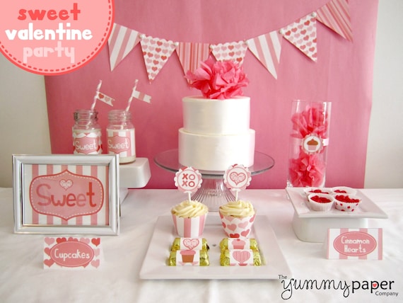 Sweet Valentine Party Pack - Personalized Valentine's Day DIY Party Printables