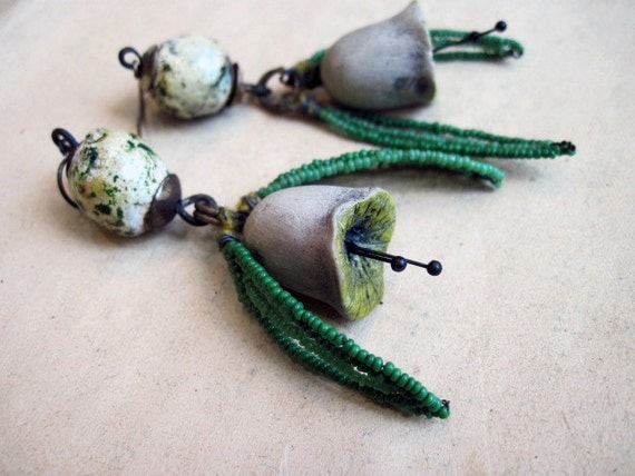 Tír na nÓg. Rustic Asymmetrical Assemblage Fairy Dangles.