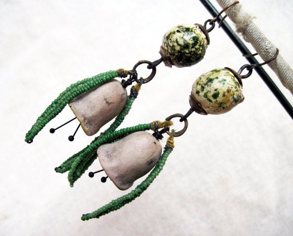 Tír na nÓg. Rustic Asymmetrical Assemblage Fairy Dangles.