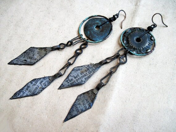 The Dead. Rustic Gypsy Tribal Asymmetrical Assemblage Dangles.