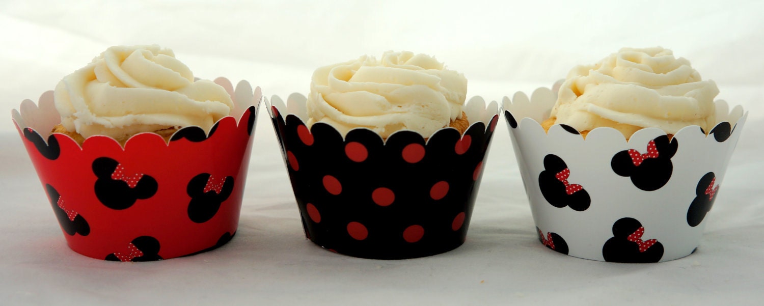 Minnie Mouse Cupcake Wrappers Minnie Mouse Birthday Party in Red and Black