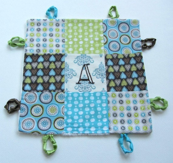 Baby Lovey with Custom Hand Embroidered Initial by Dolce Dreams