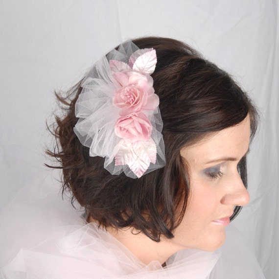 Pink vintage shabby chic hair accessory Bridal wedding headpiece 