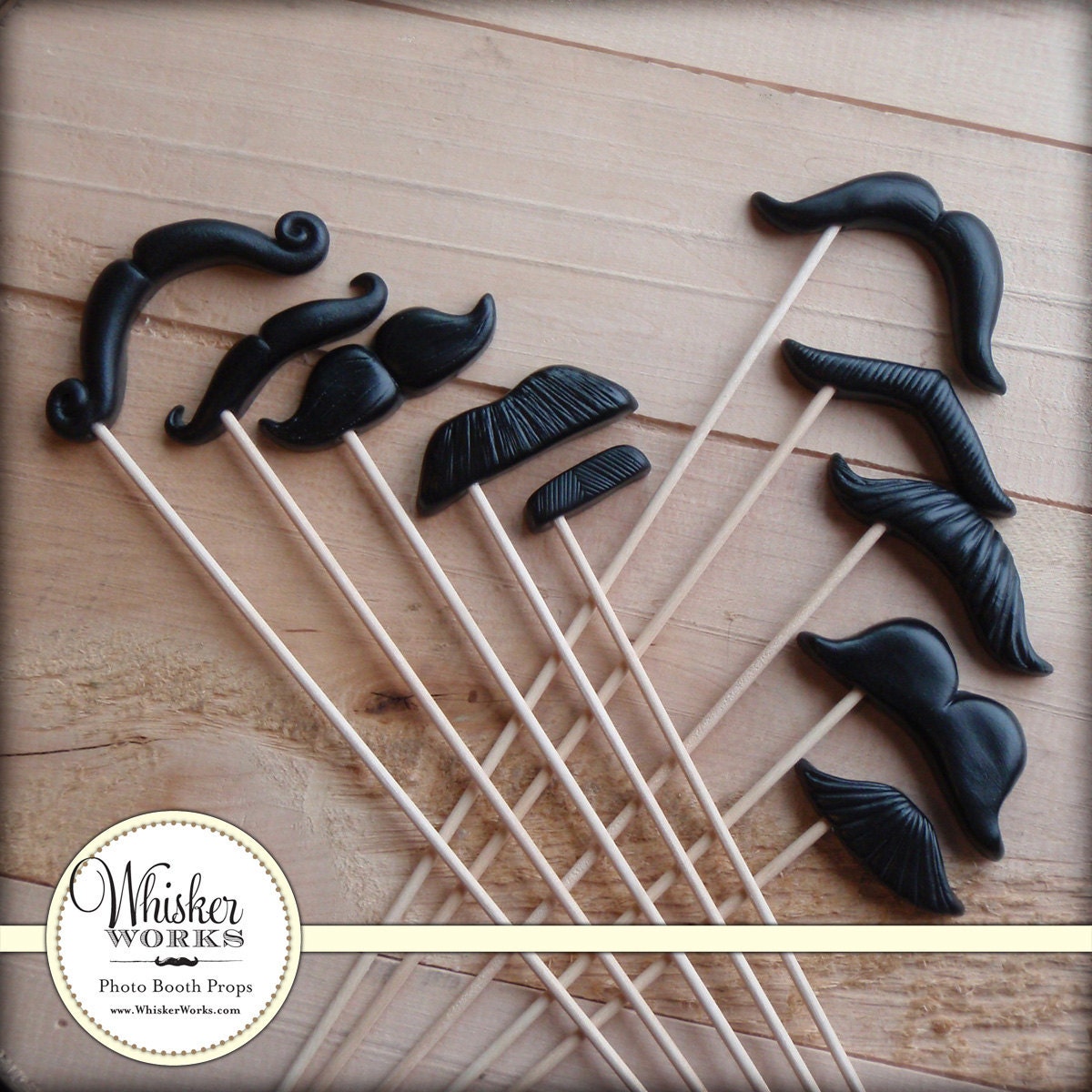 Plastic Mustaches on Sticks - The Evening Soiree - Set of 10