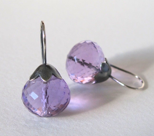 Amethyst Morning Glory Pod Earrings Sterling Silver