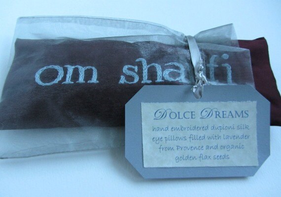 Lavender and Flaxseed Hand Embroidered Eye Pillow by Dolce Dreams