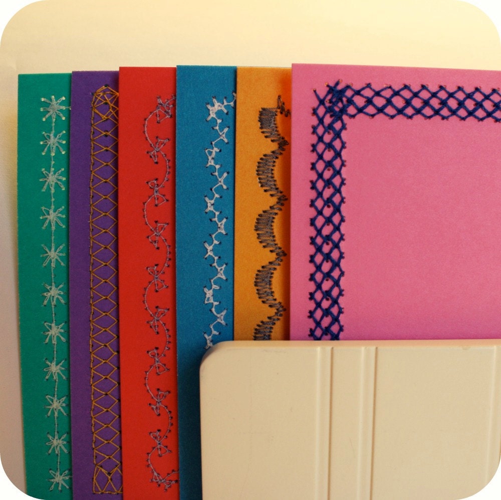 Stationery Set  6 Sewn Note Cards with Envelopes