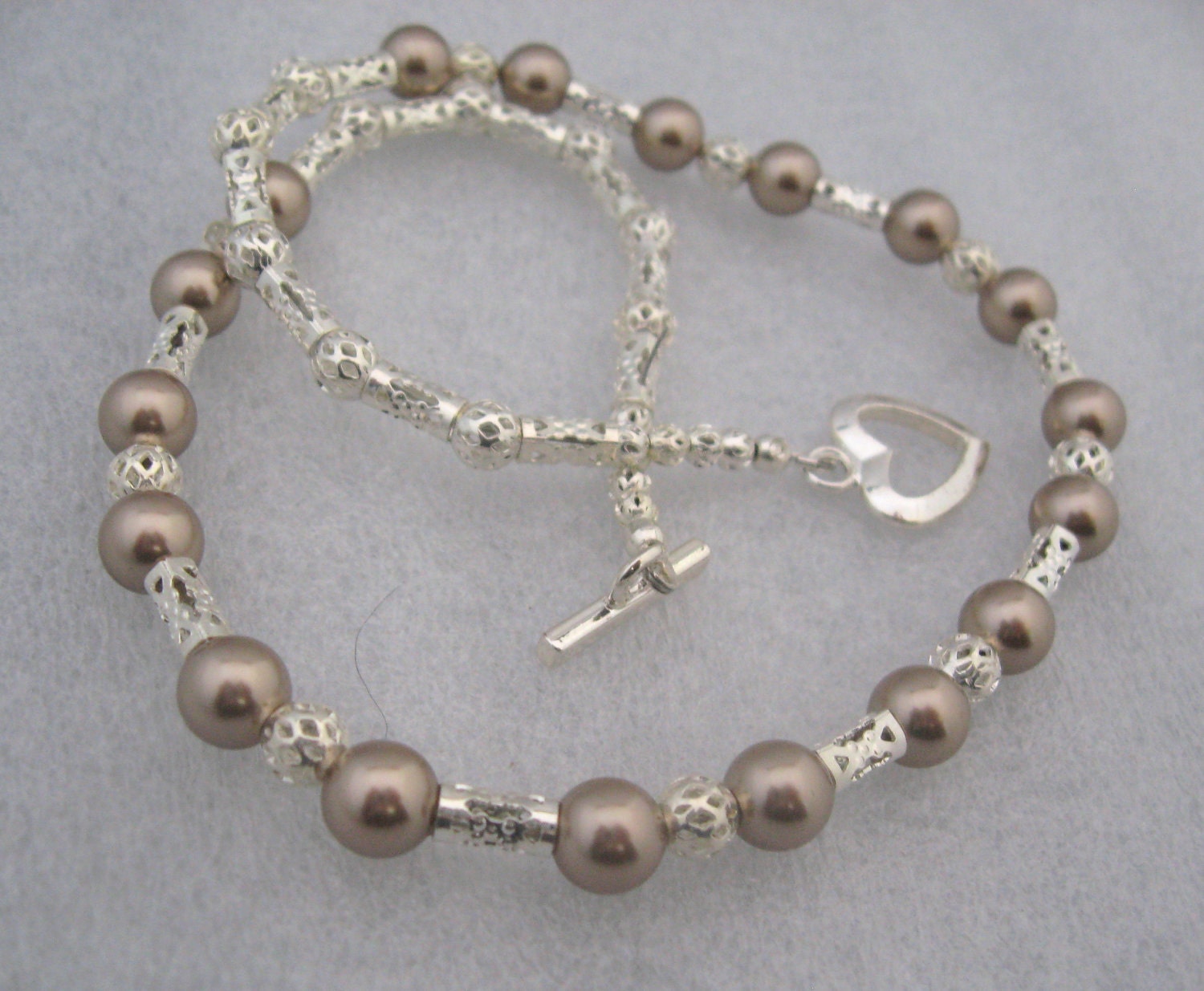 Swarovski Taupe Pearl Silver Necklace