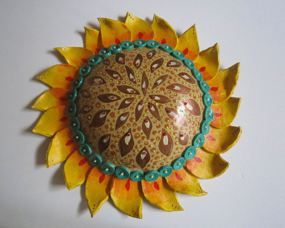 Clay Pottery Sun Sunflower Wall Hanging Home Decor Slab Formed - Clay Lick Creek Pottery