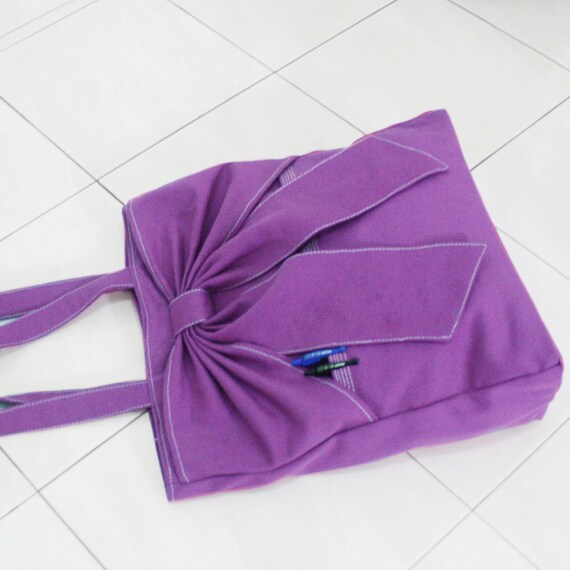 QT Canvas Tote in Purple - Double Straps Shoulder Bag