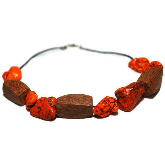 Orange Bohemian Choker Necklace - ooak clearance