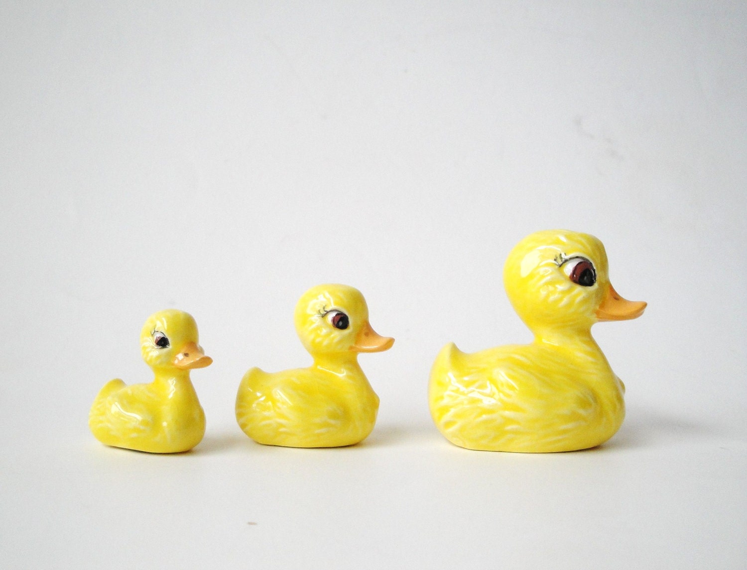 Tiny Yellow Ducks Ceramic Figurines Set of 3