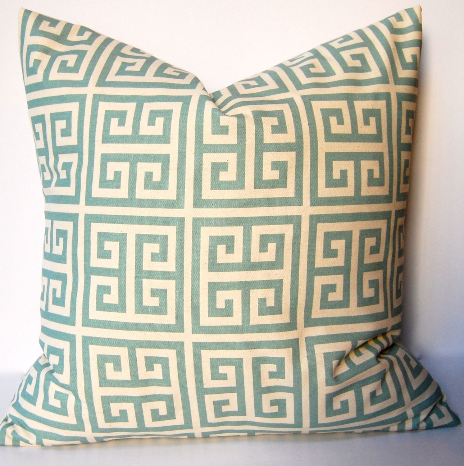 Accent Pillows Decorative Pillows Blue on Natural Greek Key Pillowcase Throw Pillow Cushion Covers 18 x 18 Inches