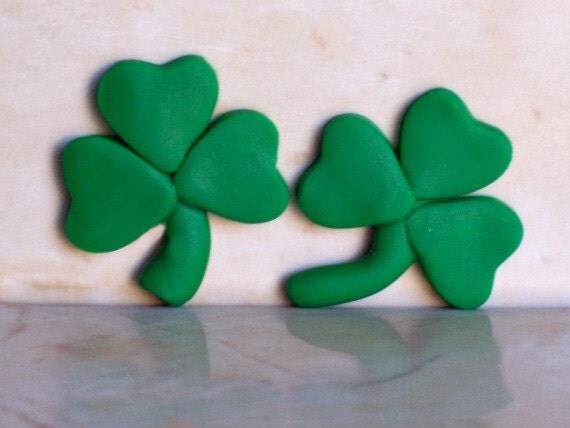 St Pattys Day Clover Polymer Clay Bead Bow Center