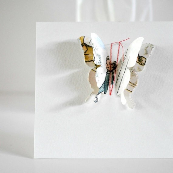 Gift Card Vintage Storybook Boy 3D Butterfly