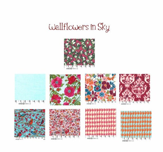 Queen Size Quilt with 2 Shams, Rag, Wallflowers, 3 palettes to choose from, ALL NATURAL, fresh modern handmade bedding