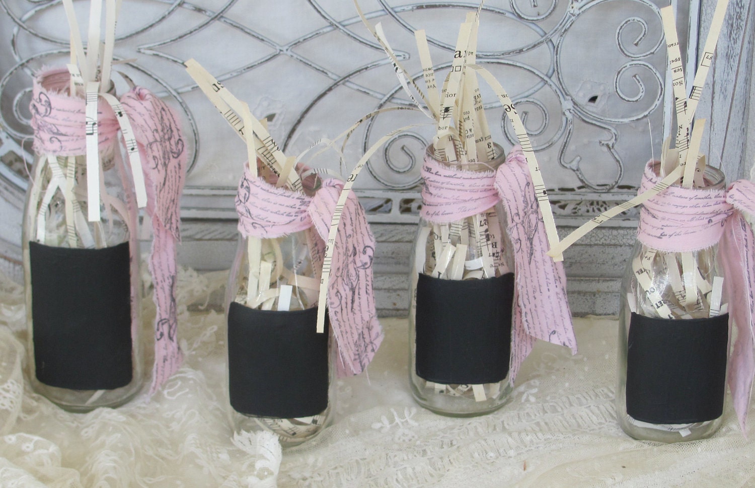 Chalk Board Bottles Set of 4 Perfect for Wedding or Party Decoration