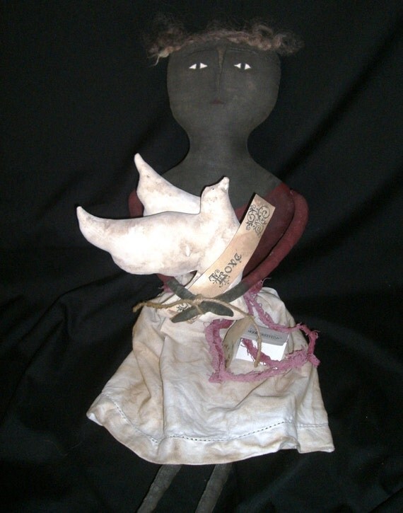 Handmade Primitive Folk Art Doll - Olivetta Valentine