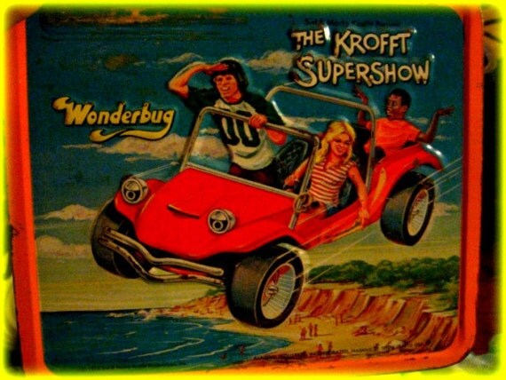Dune Buggy Metal Lunchbox Sid and Marty Krofft Metal Lunch box 1974 to 1976 with Thermos