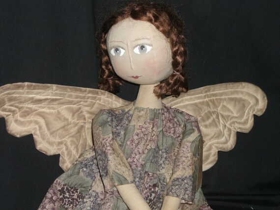 Handmade Primitive Folk Art Angel Doll -  Emily