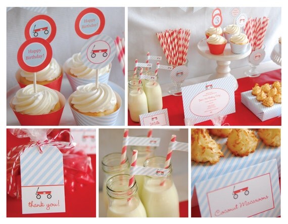 Printable Full Collection - Red Wagon Party Package -  by Pretty Smitten