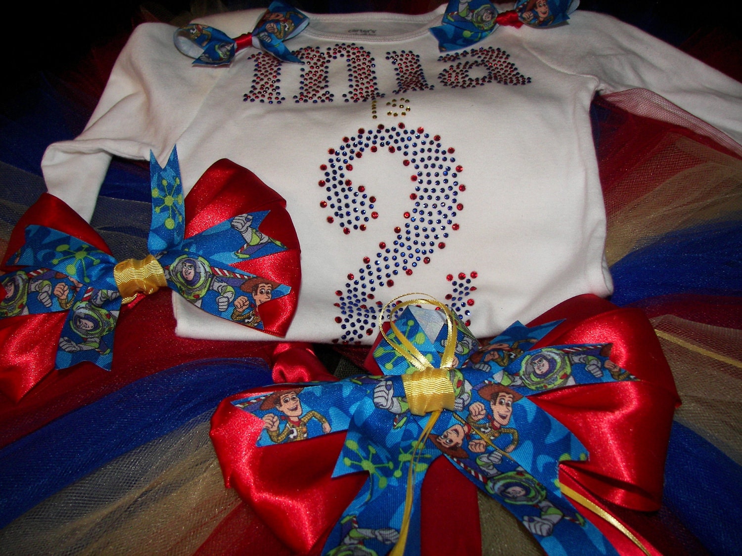 Toy Story Inspired Bling Tutu Set--  Lots of Vibrant Colors and Bling