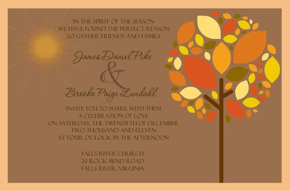 Fall in Love Wedding Invitation Handmade Design Autumn Wedding