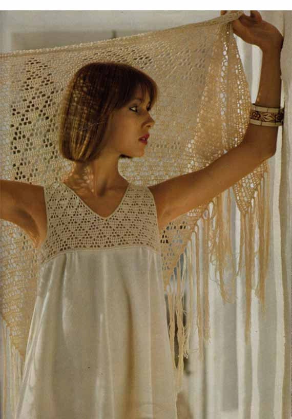 VINTAGE CROCHET DRESSMAKING Pattern Pdf 1970s elegant lacy dress and 