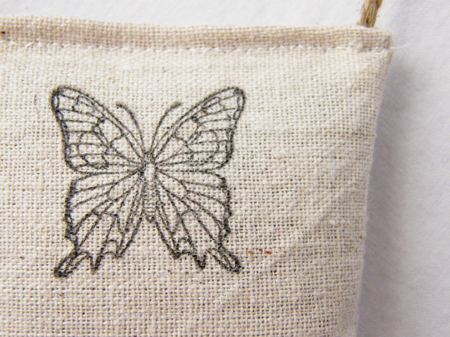 Natural Lavender Sachet - Hand Printed Butterfly