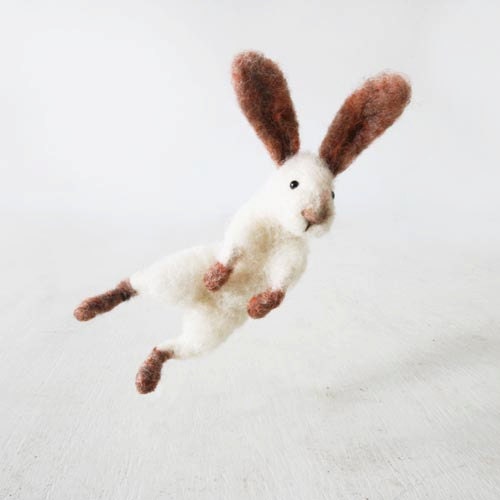 Jumping bunny rabbit Sir Hopsalot, from natural sheep wool